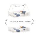 Ver imagem 5 de Cama Viúva Infantil Montessori Branco Madeira Casa com Estrado Stella Idimex
