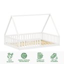 Ver imagem 3 de Cama Viúva Infantil Montessori Branco Madeira Casa com Estrado Stella Idimex