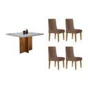 Ver imagem 1 de Conjunto: Mesa Sala Jantar Berlim Curvo 90cm + 4 Cadeiras Dakota Naturale/off White - Corano
