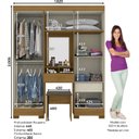 Ver imagem 4 de Guarda-Roupa Solteiro 6 Portas 2 Gavetas Nicho Penteadeira Espelhado com Banco Fiora Henn