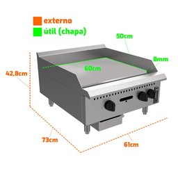 Chapa Bifeteira Profissional Industrial Prime a Gás 60cm Pcm060g 8mm - Venâncio - 2