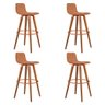 Kit 4 Banquetas Altas Luxo Versatil Aço Cobre Linho Terracota Base Carvalho - 2