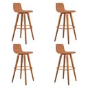 Ver imagem 2 de Kit 4 Banquetas Altas Luxo Versatil Aço Cobre Linho Terracota Base Carvalho