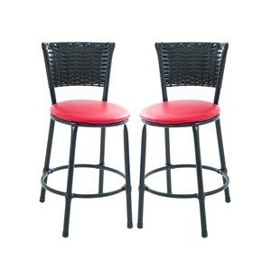 Kit 2 Banquetas Baixa de Cozinha Encosto Junco