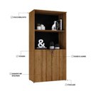 Ver imagem 6 de Armário Alto Estante com 02 Portas 161,5x80x42cm Wlae80 Lâmina Mel - Preto