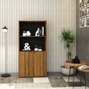 Ver imagem 2 de Armário Alto Estante com 02 Portas 161,5x80x42cm Wlae80 Lâmina Mel - Preto