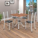 Ver imagem 1 de Conjunto de Mesa Tubular 70cm x 70cm Tampo em MDF com 4 Cadeiras Dany Branco/Preto
