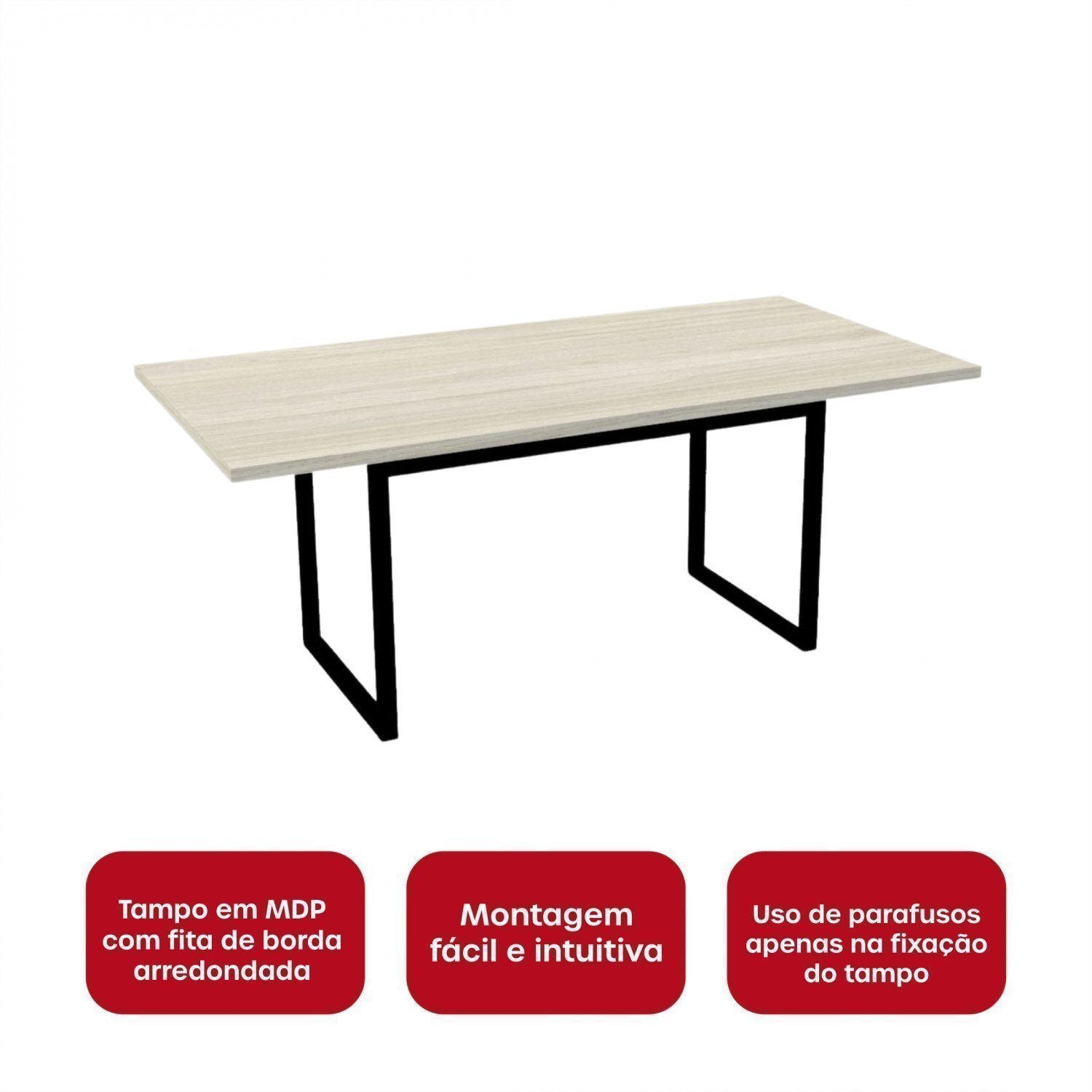 Mesa para Escritório Reunião 180x90cm Pe30  - 4