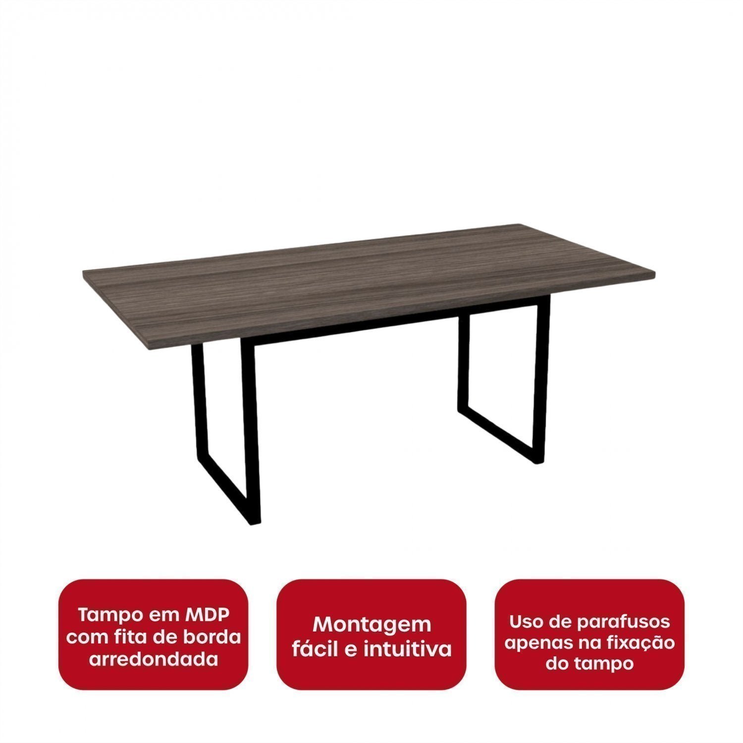 Mesa para Escritório Reunião 180x90cm Pe30  - 5