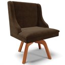 Ver mais imagens de Kit 4 Cadeiras Decorativas Sala de Jantar Base Giratória de Madeira Firenze Suede Marrom/Natural G19