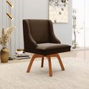 Ver imagem 2 de Kit 4 Cadeiras Decorativas Sala de Jantar Base Giratória de Madeira Firenze Suede Marrom/Natural G19