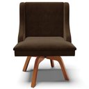 Ver imagem 7 de Kit 4 Cadeiras Decorativas Sala de Jantar Base Giratória de Madeira Firenze Suede Marrom/Natural G19