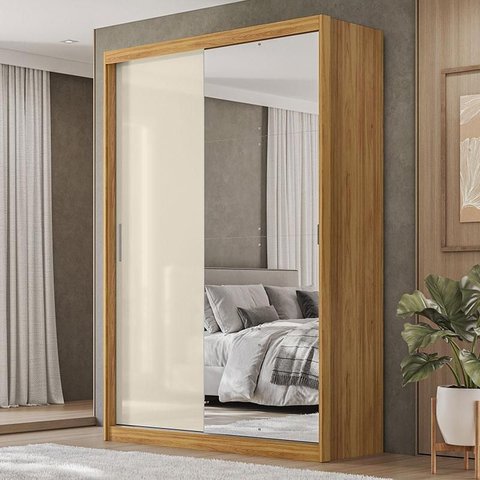 Guarda Roupa Casal Ambiente Riva 22515k com Espelho Cinamon Touch Off White Flex - Demóbile
