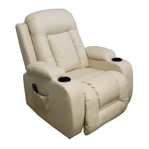 Poltrona do Papai Austin Elevação Lift com Massagem Aquecimento 150º Pu G31 - Gran Belo Bege