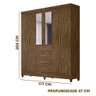 Guarda Roupa Pequeno 177cm com Espelho Castanho Wood Achard Shop Jm - 2