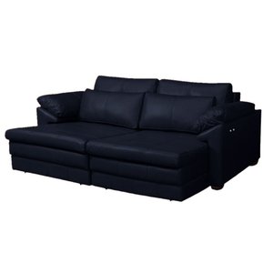 Sofá Decorativo Sala de Estar Marselha Retrátil Elétrico 3 Lugares 215cm Couro Azul Marinho - Mozzel