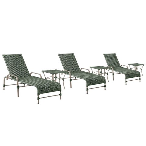 3 Espreguiçadeiras Catar e 3 Mesas Garden Corda Náutica Cor Fendi Trama Original