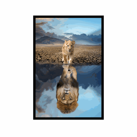 Quadro Decorativo Grande Para Sala Quarto Leão de Judá:Preto