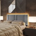 Ver imagem 1 de Cabeceira Queen Estofada com Led - Linho Cinza