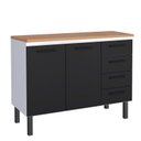 Ver imagem 1 de Balcão de Aço com Tampo Madeira 117x91x52cm 2 Portas 4 Gavetas Juno 120 Cozimax Preto/jequitiba