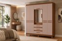 Ver imagem 3 de Guarda Roupa com Espelho New Fusion Casal 6 Portas e 3 Gavetas - Nogueira Cappuccino - Albatroz