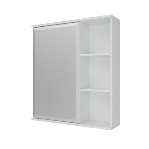 Espelheira para Banheiro 1 Porta 3 Prateleiras Treviso Mgm Móveis