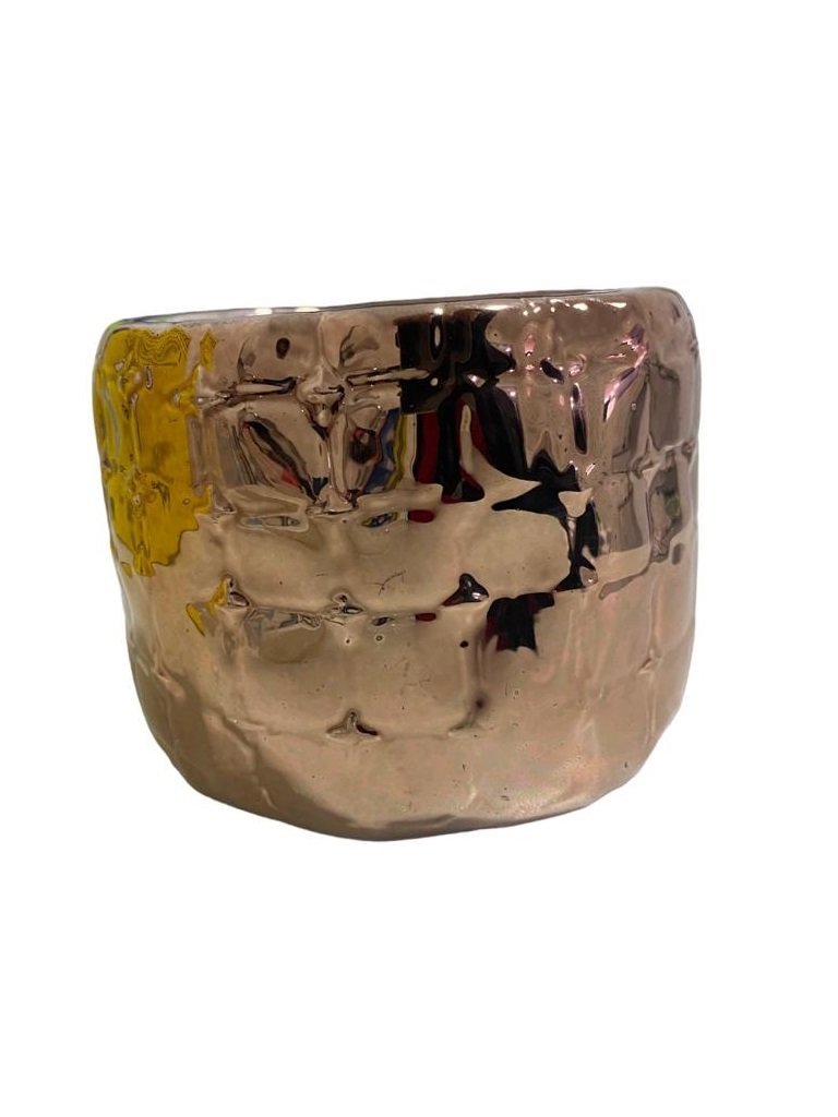 Vaso Decorativo Cachepot Cobre Bronze Envelhecido colonial Espressione Cachepot Decorativo Dourado,  - 3