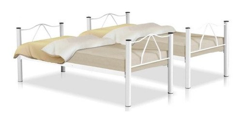 Beliche Bi Cama Tubolar em Aço, 2 Cama Solteiro Colchão 78:branco - 3