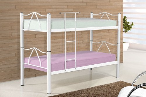 Beliche Bi Cama Tubolar em Aço, 2 Cama Solteiro Colchão 78:branco - 1