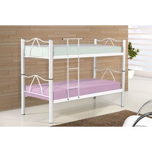 Beliche Bi Cama Tubolar em Aço, 2 Cama Solteiro Colchão 78:branco
