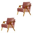 Ver imagem 1 de Kit 2 Poltronas Cadeira Mona Luxo Recepção - Veludo Rose
