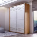 Ver imagem 1 de Guarda Roupa 2 Portas de Correr 2 Gavetas 179cm 100% MDF Branco/Freijó/Off White
