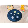 Tapete Infantil Formato Estrela Decorativo Pelúcia Bebê Bordado para Quarto Sala Menina Azul Marinho - 1