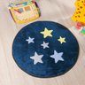 Tapete Infantil Formato Estrela Decorativo Pelúcia Bebê Bordado para Quarto Sala Menina Azul Marinho - 2