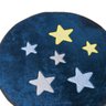 Tapete Infantil Formato Estrela Decorativo Pelúcia Bebê Bordado para Quarto Sala Menina Azul Marinho - 3