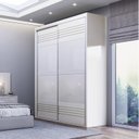 Ver imagem 1 de Guarda Roupa 2 Portas de Correr 2 Gavetas 179cm 100% MDF Branco/Off White Brilho