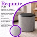 Ver imagem 4 de Kit 3 Puffs Requinte Redondos Decorativos Design Sofisticado Premium - Couro Preto/Linho Cinza