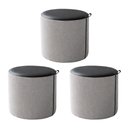 Ver imagem 1 de Kit 3 Puffs Requinte Redondos Decorativos Design Sofisticado Premium - Couro Preto/Linho Cinza