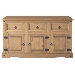 Balcão Buffet de Madeira Maciça com 3 Portas e 3 Gavetas Marrom Antique - 2
