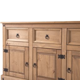 Balcão Buffet de Madeira Maciça com 3 Portas e 3 Gavetas Marrom Antique - 6