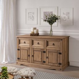 Balcão Buffet de Madeira Maciça com 3 Portas e 3 Gavetas Marrom Antique - 4