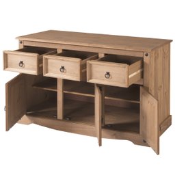 Balcão Buffet de Madeira Maciça com 3 Portas e 3 Gavetas Marrom Antique - 3