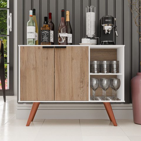 Balcão Multiuso Buffet Mila Moderno Maderatto Móveis:Freijó/Branco