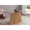 Ver imagem 1 de Mesa P/ Cozinha Olivia Sc117 C/ Tampo Madeirado C/ Vidro Curvo 160x90cm Nature - Henn