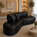 Ver imagem 1 de Sofá Curvo Orgânico Virginia 300cm Sala Corino Modena: Preto
