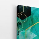 Ver imagem 3 de Geométrico Verde e Dourado Decorativo Quadro Canvas 140x90cm