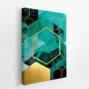 Ver imagem 2 de Geométrico Verde e Dourado Decorativo Quadro Canvas 140x90cm