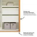 Ver imagem 6 de Guarda Roupa com Espelho 2 Portas de Correr 2 Gavetas 179cm 100% MDF Branco/Freijó/Off White