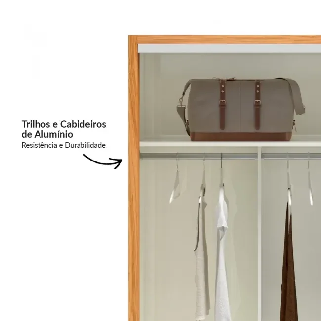 Ver imagem 5 de Guarda Roupa com Espelho 2 Portas de Correr 2 Gavetas 179cm 100% MDF  