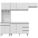 Ver imagem 1 de Cozinha Compacta Kimberly com Balcão 2 Portas C/ Tampo + Armário Aéreo Geladeira Branco